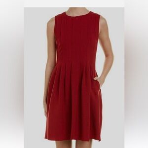 Anne Klein Red and Black Dot, Sleeveless, Fit & Flare Dress With Pockets